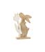 Statuette Déco Lapin Fleur 27cm Blanc & Beige