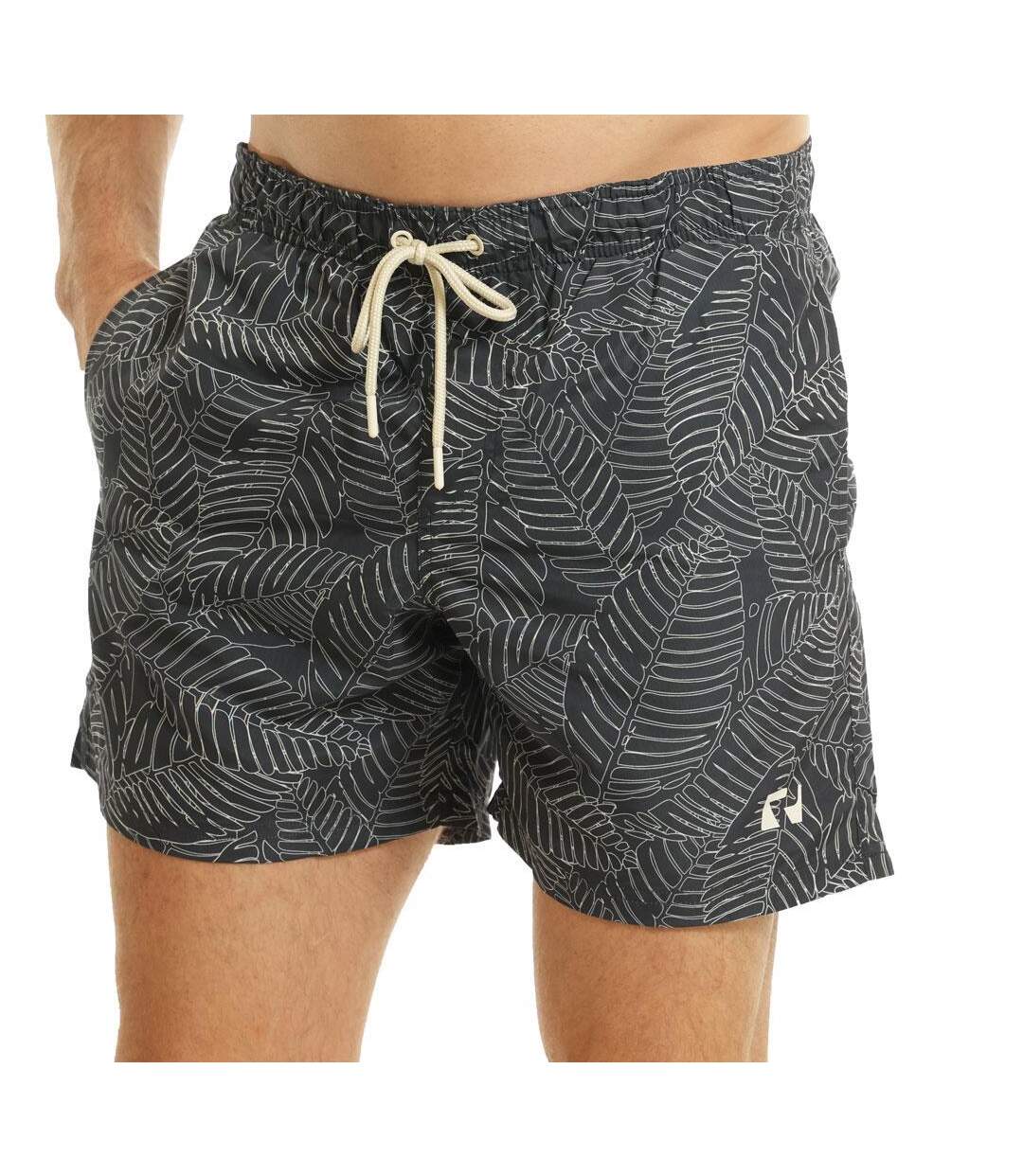 Mens leaf print swim shorts khaki green RIPT Essentials