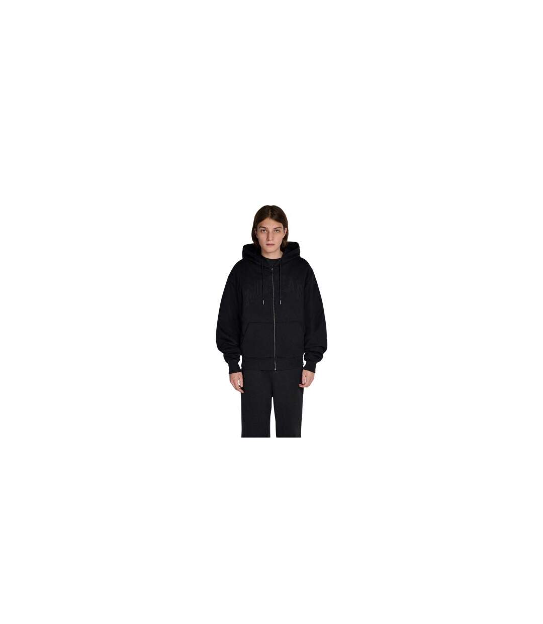 Mens Embroidered Logo Full Zip Hoodie Black No Fear-1