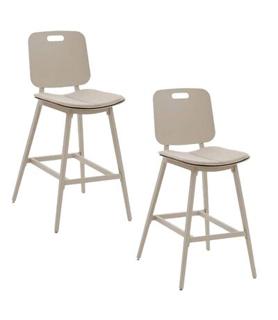 Lot de 2 chaises hautes de jardin en aluminium TERZANO - Beige et argile