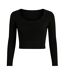 Womens/ladies Ribbed Long-sleeved Crop Top Black I Saw It First-1