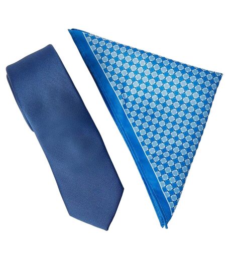 Mens geometric tie & pocket square set one size blue Burton