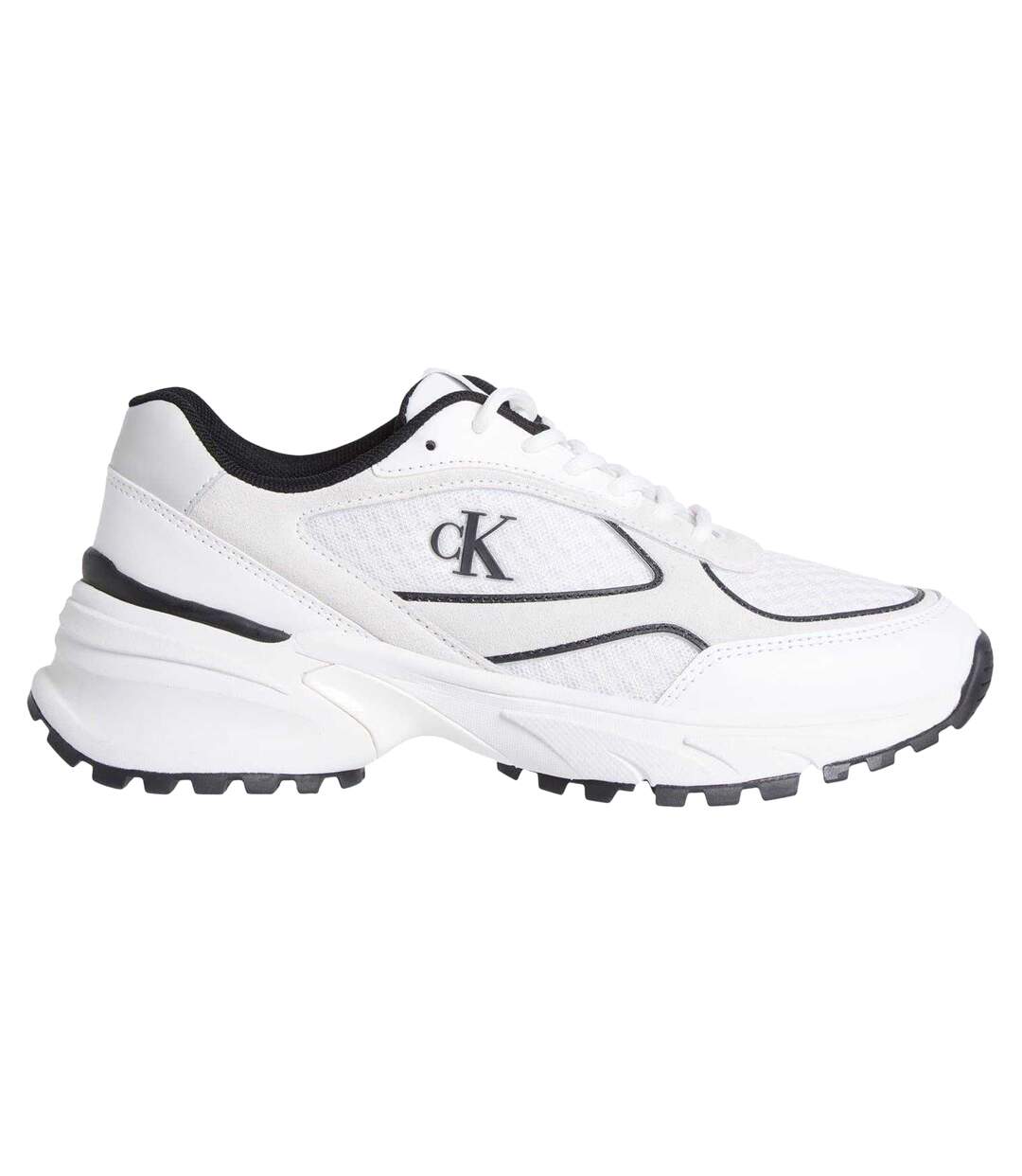 Womens/ladies Chunky Trainers White Black Calvin Klein-1