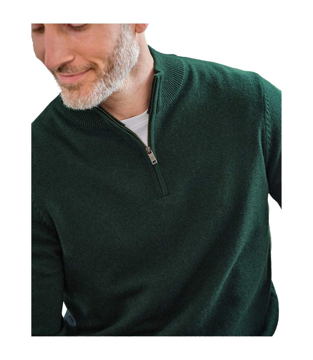 Mens Cashmere Zip Neck Jumper Dark Forest WoolOvers-3