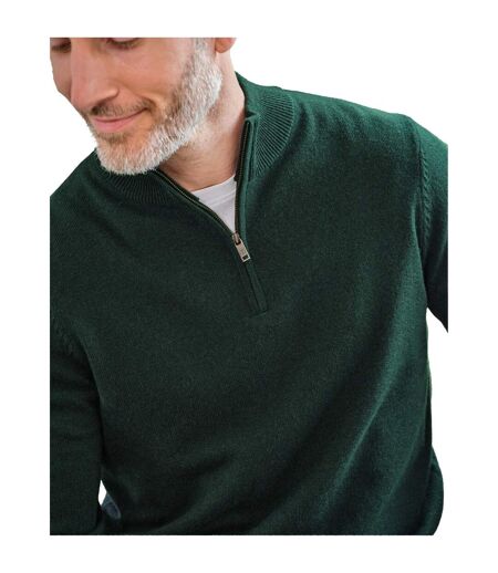 Mens Cashmere Zip Neck Jumper Dark Forest WoolOvers