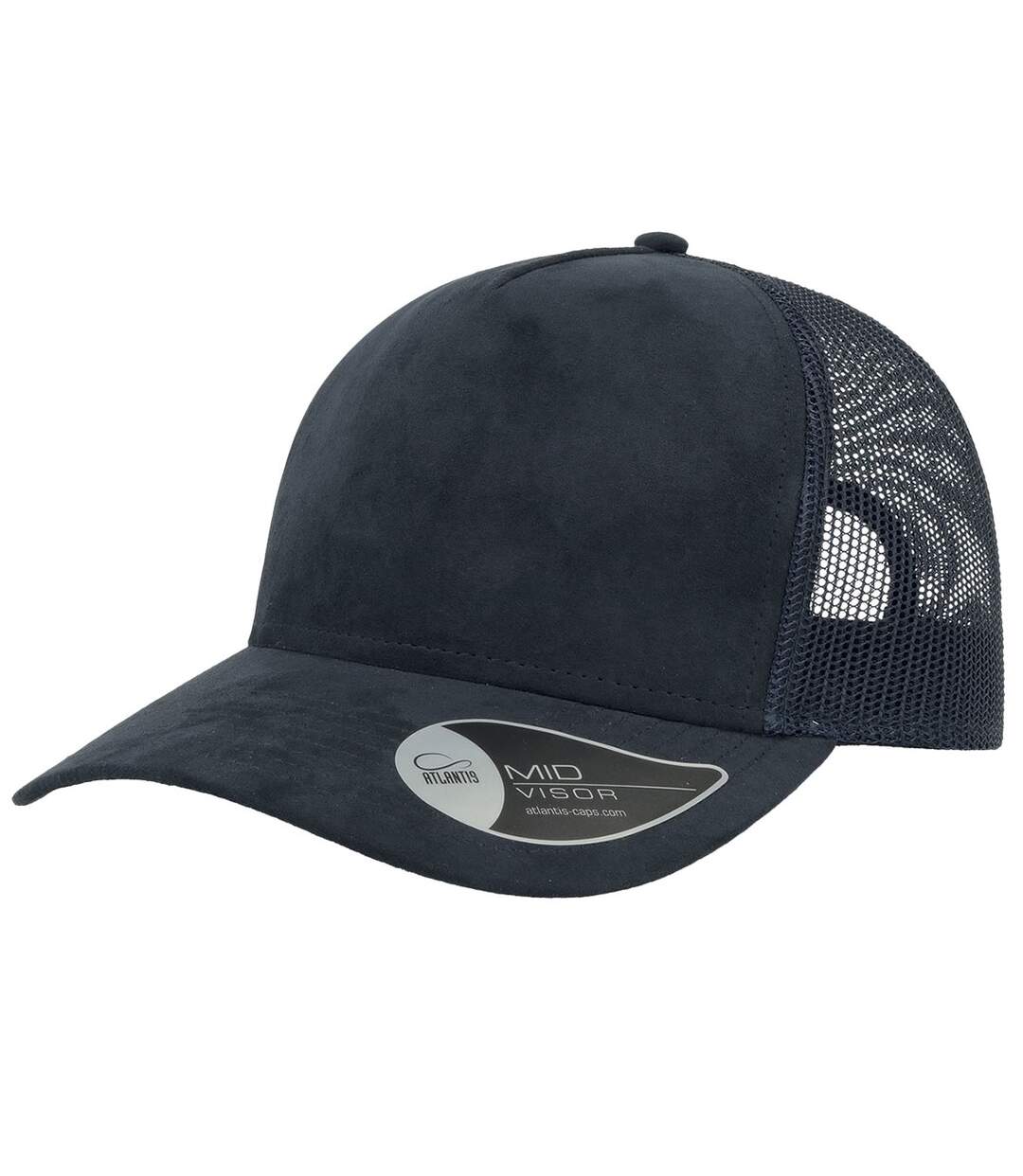Atlantis Rapper Faux Suede 5 Panel Trucker Cap (Navy) - UTAB476-1