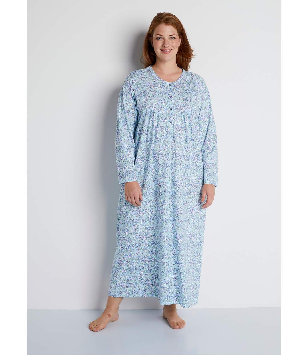 Chemise de nuit longue imprimée coton-1