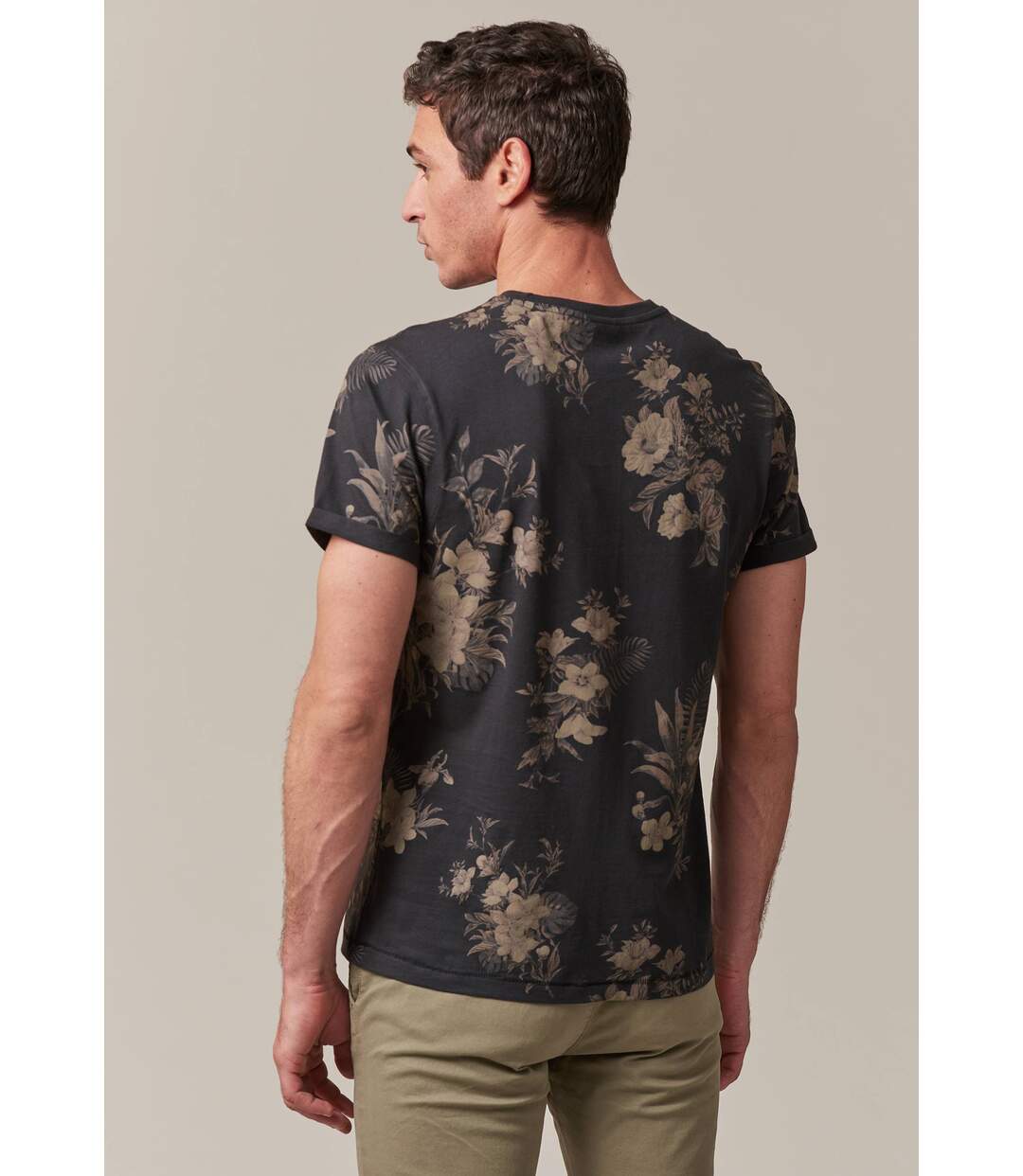 T-Shirt col rond manches courtes motif floral FALL