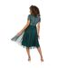 Womens/ladies Sequin Midi Dress Misty Green Deluxe-3