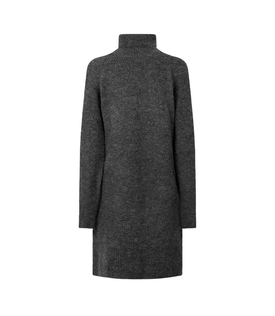 Womens/ladies Turtle Neck Sweater Dress Dark Grey Melange Melange Pieces-3