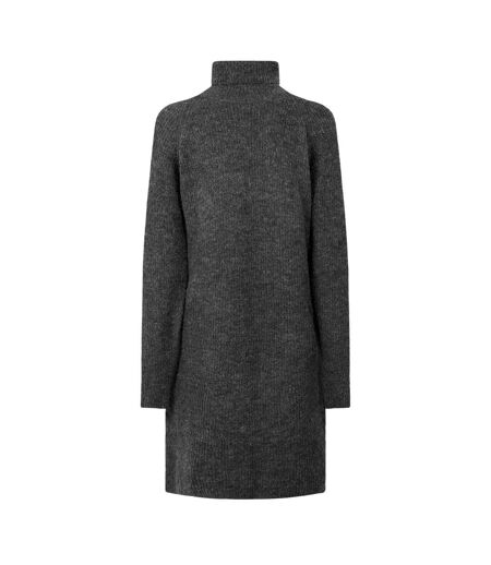 Womens/ladies Turtle Neck Sweater Dress Dark Grey Melange Melange Pieces