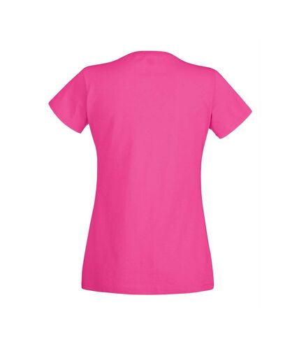 Womens/Ladies Value Fitted V-Neck Short Sleeve Casual T-Shirt (Hot Pink)
