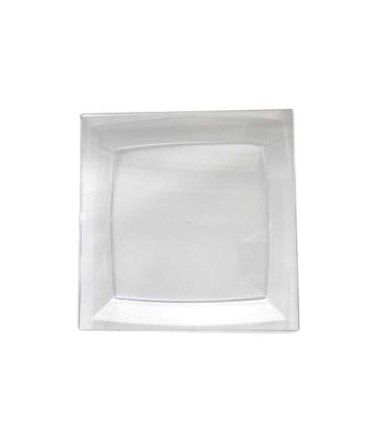 Lot de 6 Assiettes en Plastique Réutilisable Carrées 23cm Transparent