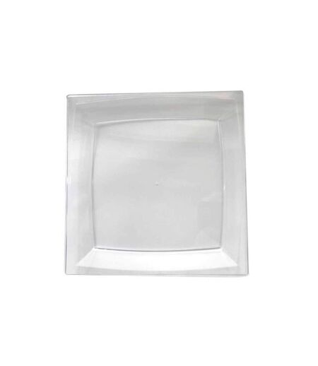 Lot de 6 Assiettes en Plastique Réutilisable Carrées 23cm Transparent