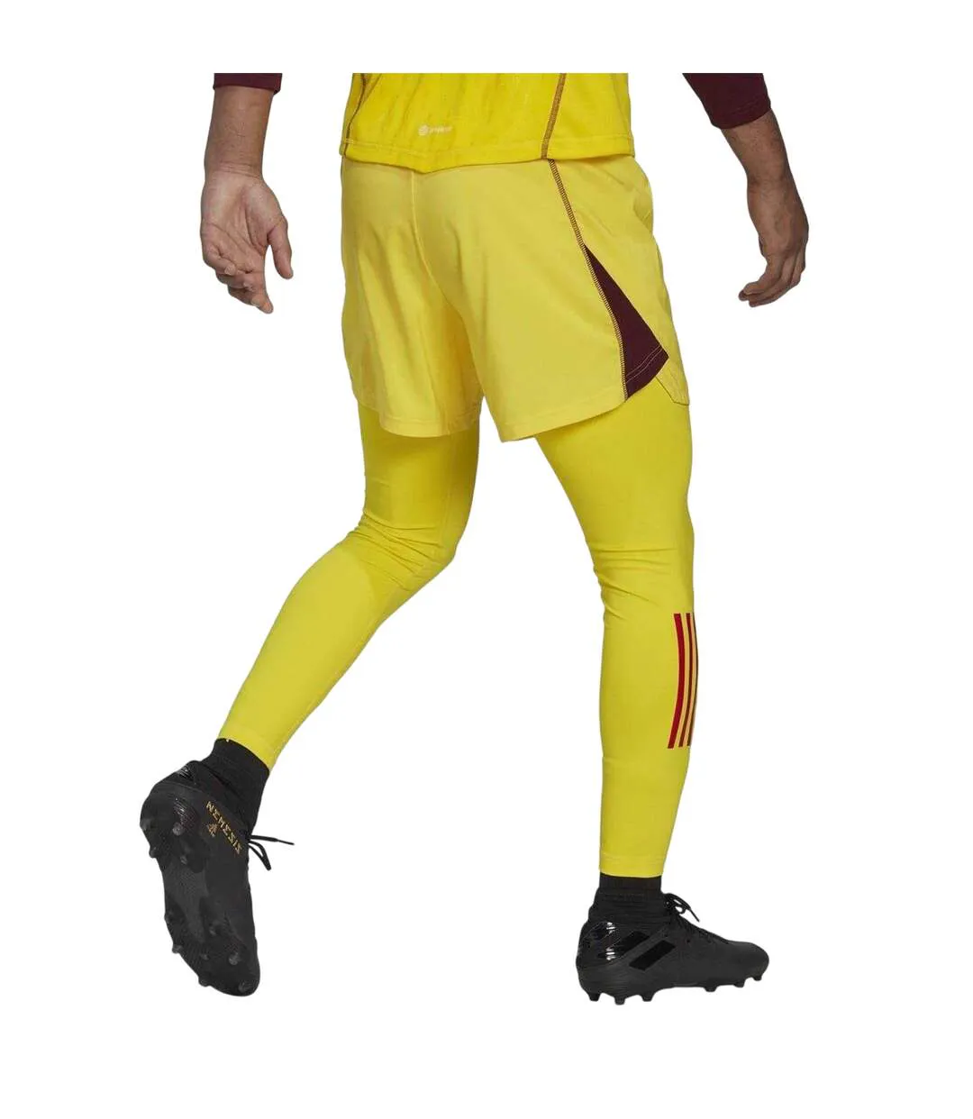 Bas Thermique Gardien De But Motif/style 3 Rayures T23 Homme Jaune Bordeaux Foncé Adidas-2