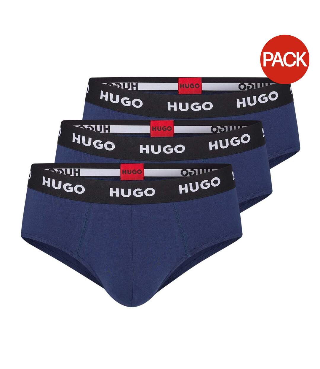 Pack Of 3  Mens Flat Locked Seams Briefs  Navy Hugo-1