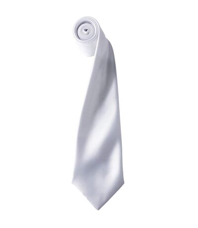 Premier Unisex Adult Colours Satin Tie (White) (One Size)