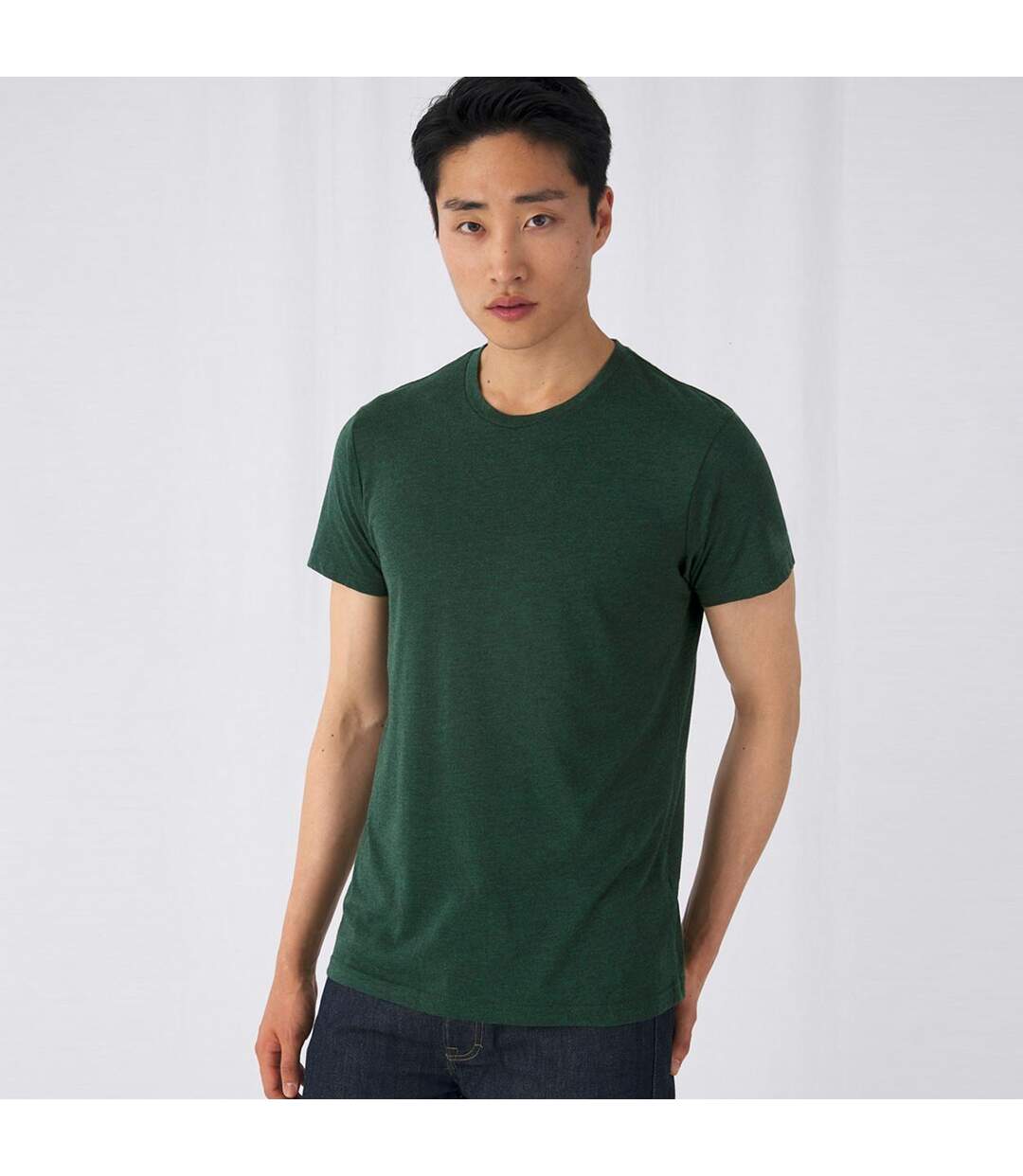 T-shirt Triblend À Manches Courtes Vert Forêt Chiné B&C Mens Favourite-1