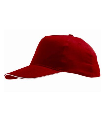 SOLS Unisex Sunny 5 Panel Baseball Cap (Red/White) - UTPC371