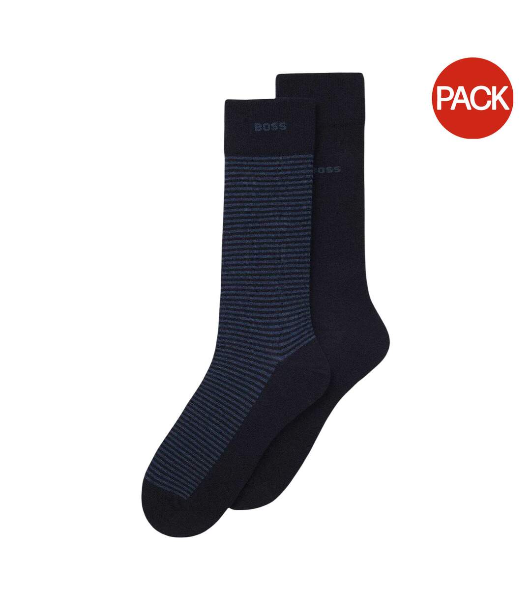 Pack Of 2  Mens Socks  Dark Blue Stripe Boss-1