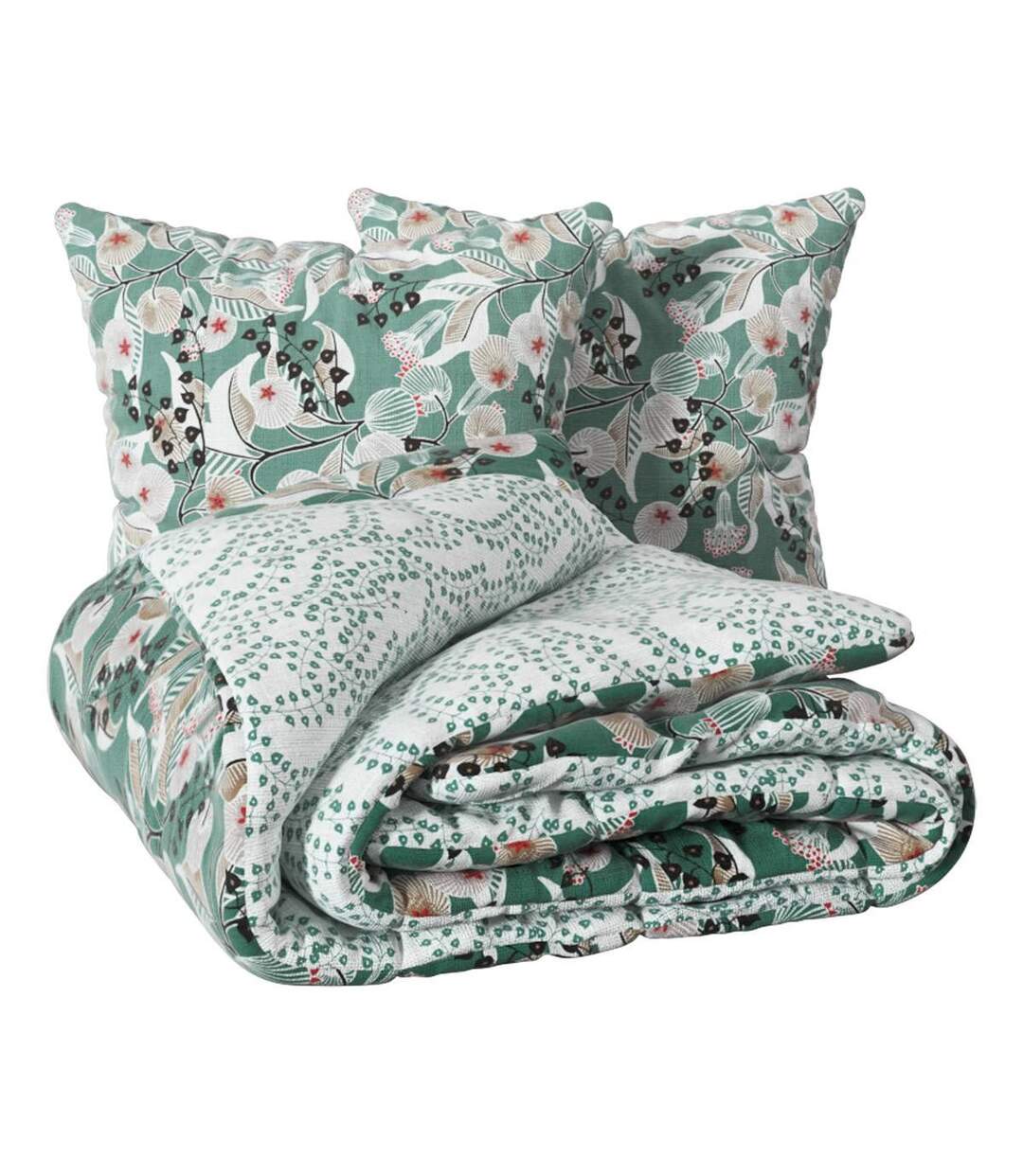 Parure de Lit 3 Pièces Végétal Marin 240x220cm Vert Céladon-3
