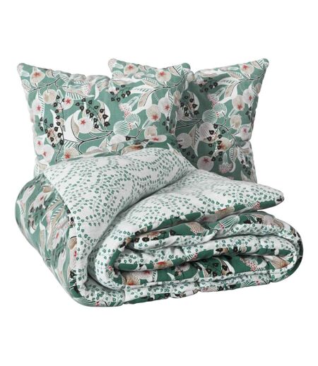 Parure de Lit 3 Pièces Végétal Marin 240x220cm Vert Céladon