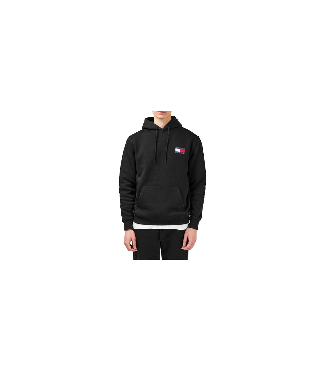 Mens Essential Cotton Hoodie Black Tommy Jeans-1