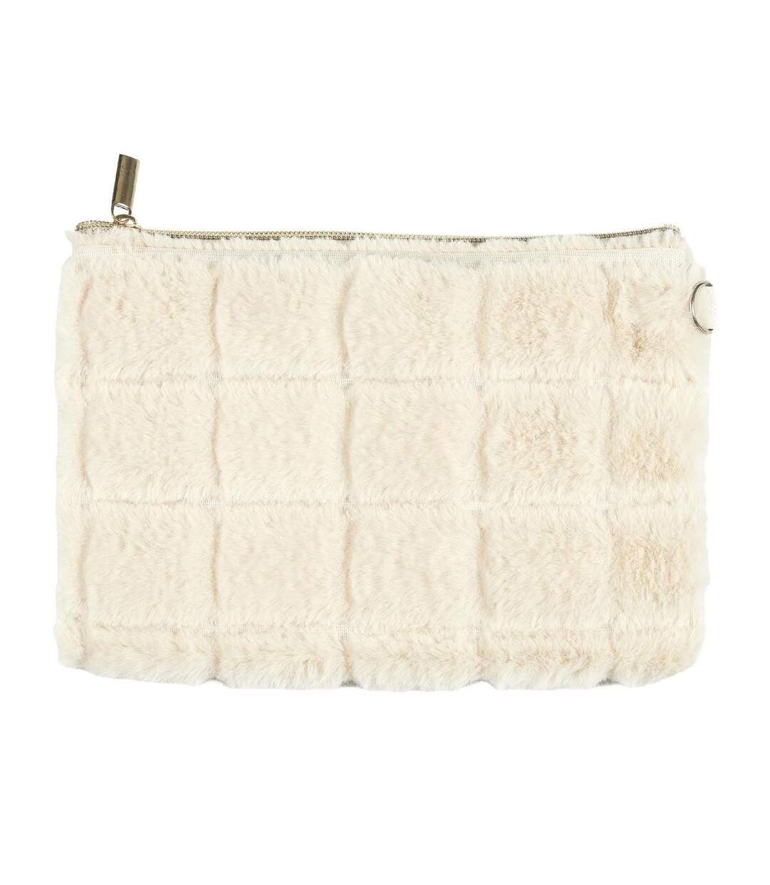Pochette Imitation Fourrure Fluffy 23cm Crème-1