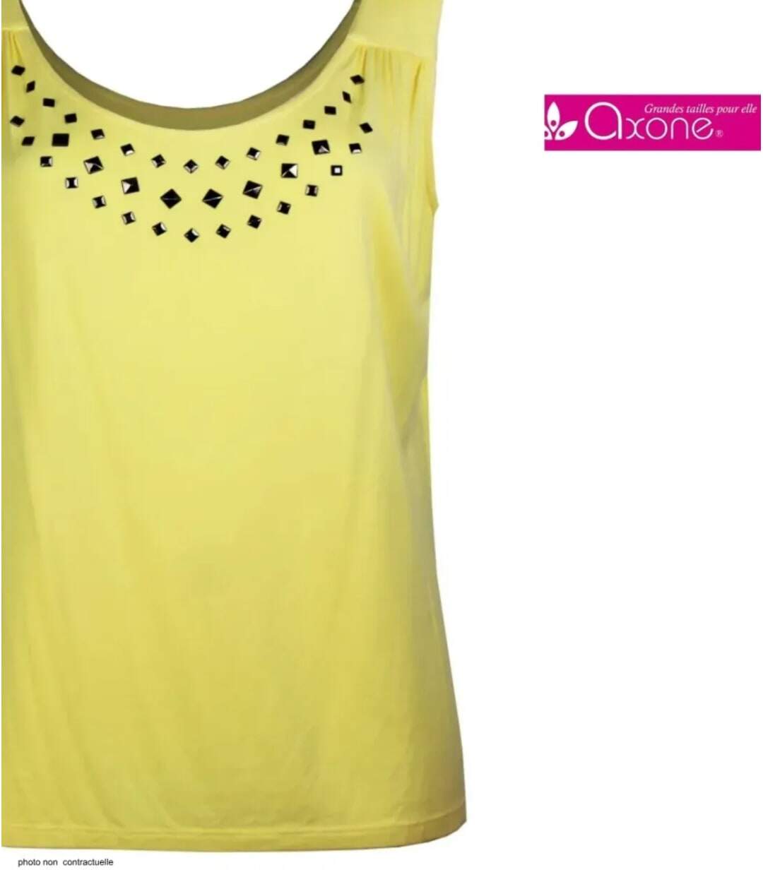 Axone TF344J Débardeur femme grande taille stretch jaune pour un style estival lumineux-4