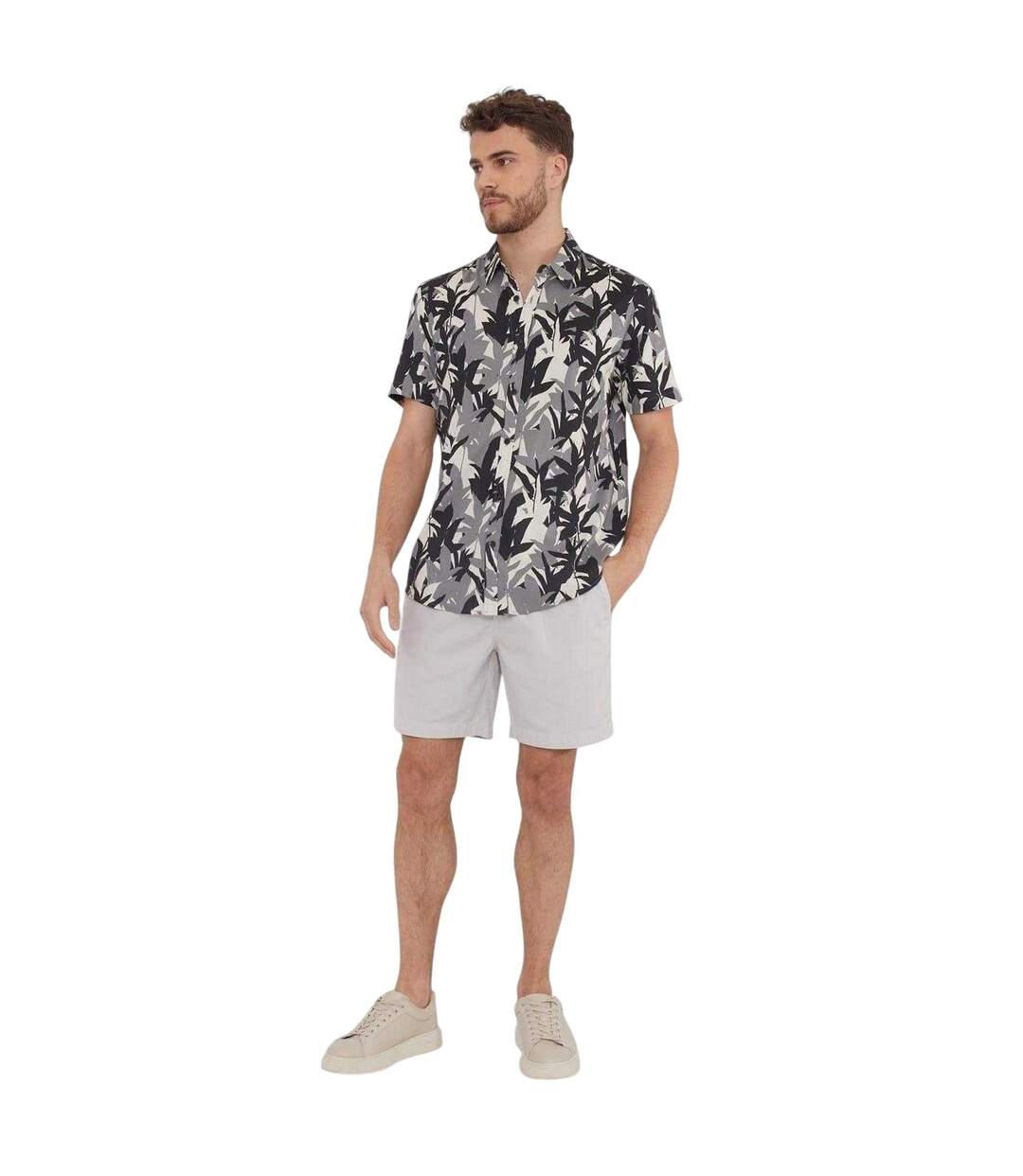 Chemise Motif/style Imprimé Feuille Homme Noir Threadbare-1