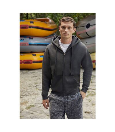 Sweatshirt À Capuche Et Fermeture Zippée Homme Gris Foncé Fruit Of The Loom