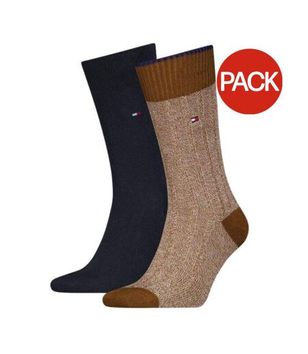 Chaussettes Motif/style Détail Contrasté Homme Bleu Marine Marron Tommy Hilfiger