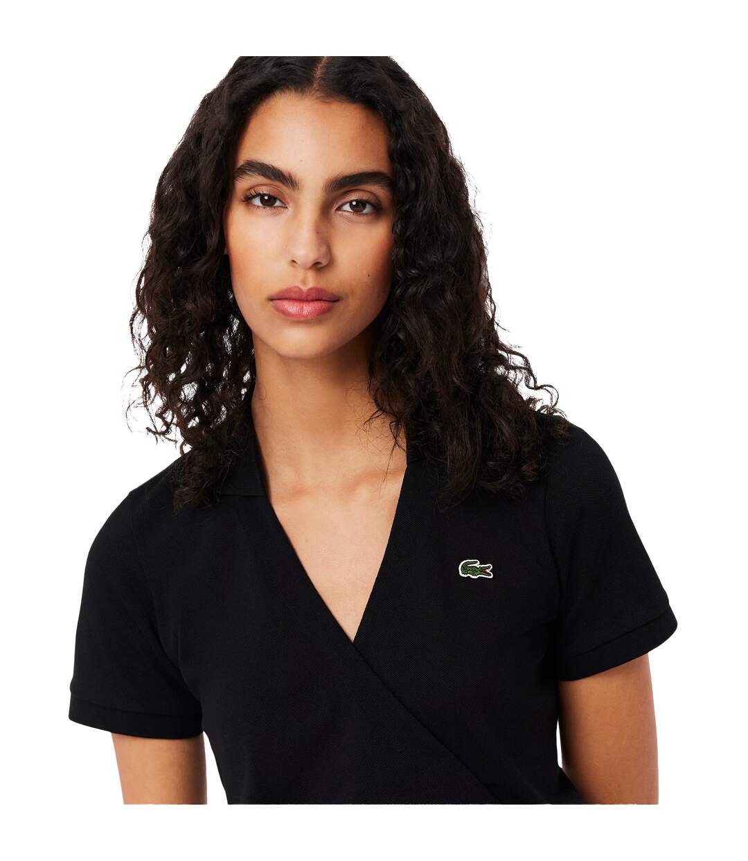 Robe Portefeuille Manches Courtes Femme Noir Lacoste-3