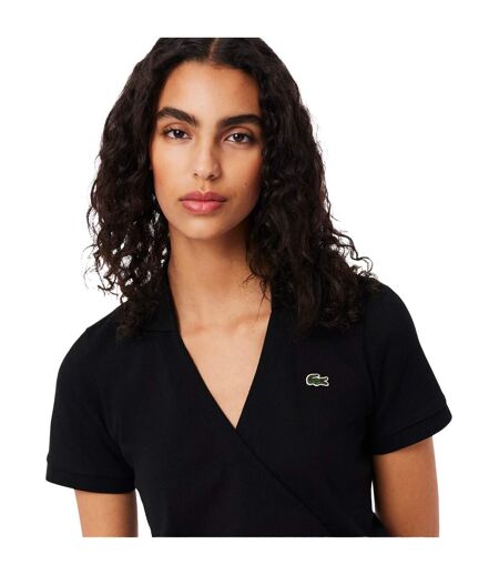 Robe Portefeuille Manches Courtes Femme Noir Lacoste