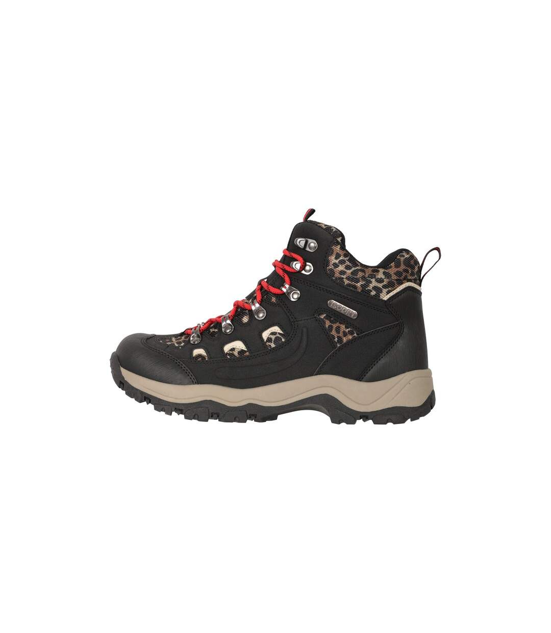 Womens/ladies adventurer leopard print faux suede waterproof walking boots black Mountain Warehouse-3