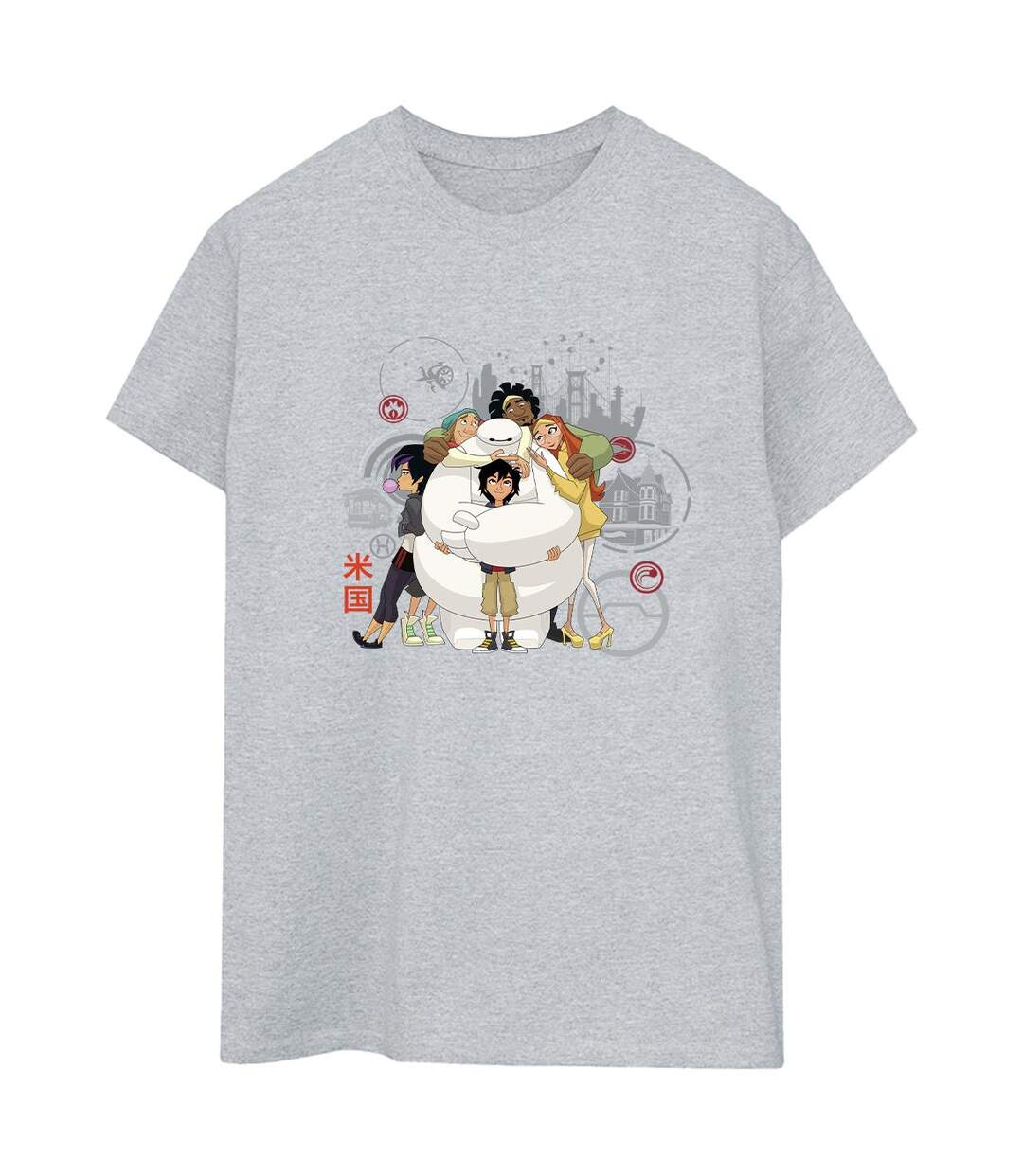 Disney - T-shirt BIG HERO BAYMAX GROUP HUG - Femme (Gris chiné) - UTBI15628-1