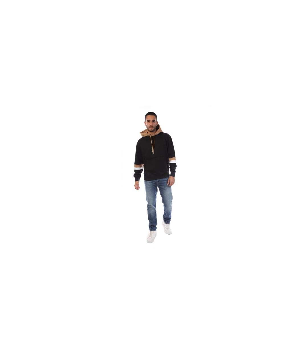 Mens Sullivan 20 Oversized Drawstring Hoodie Black Boss-1