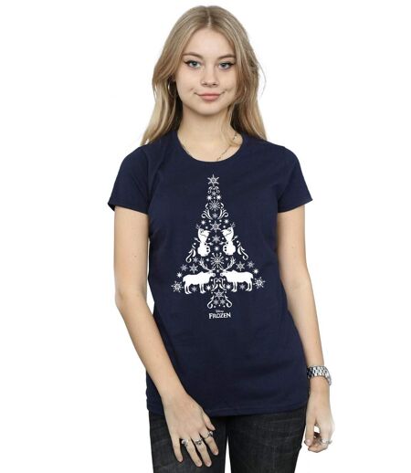 Disney Femme/Les femmes - T-shirt en coton avec arbre de Noël Frozen (Bleu marine) - UTBI21924
