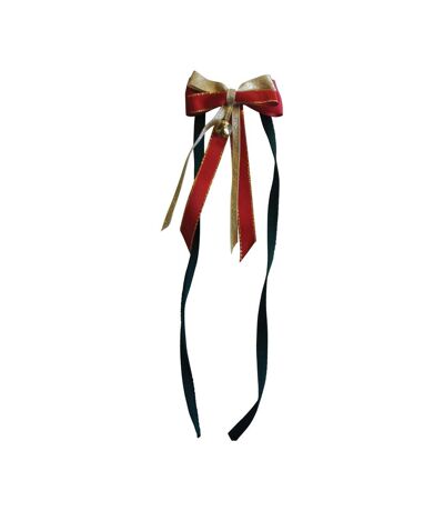 ShowQuest Christmas Tail Bow With Bell For Horses (Red/Gold/Black) - UTBZ3500