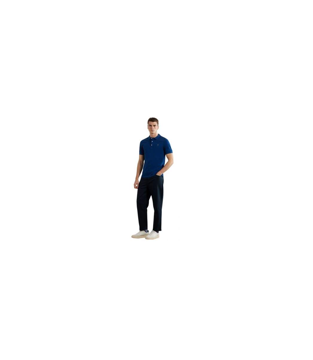 Mens Cotton Short-sleeved Polo Shirt Blue Farah-1