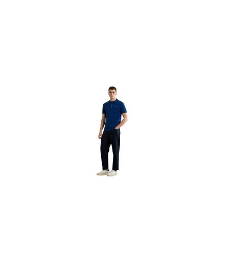 Mens Cotton Short-sleeved Polo Shirt Blue Farah