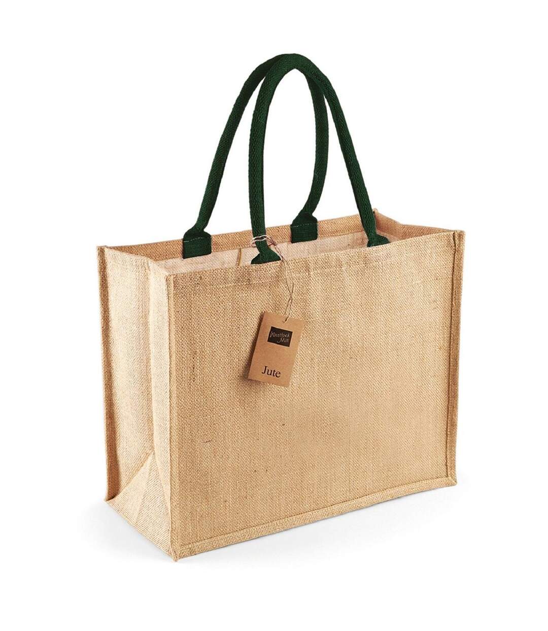 Cabas en toile de jute - W407 - beige et vert forêt-2