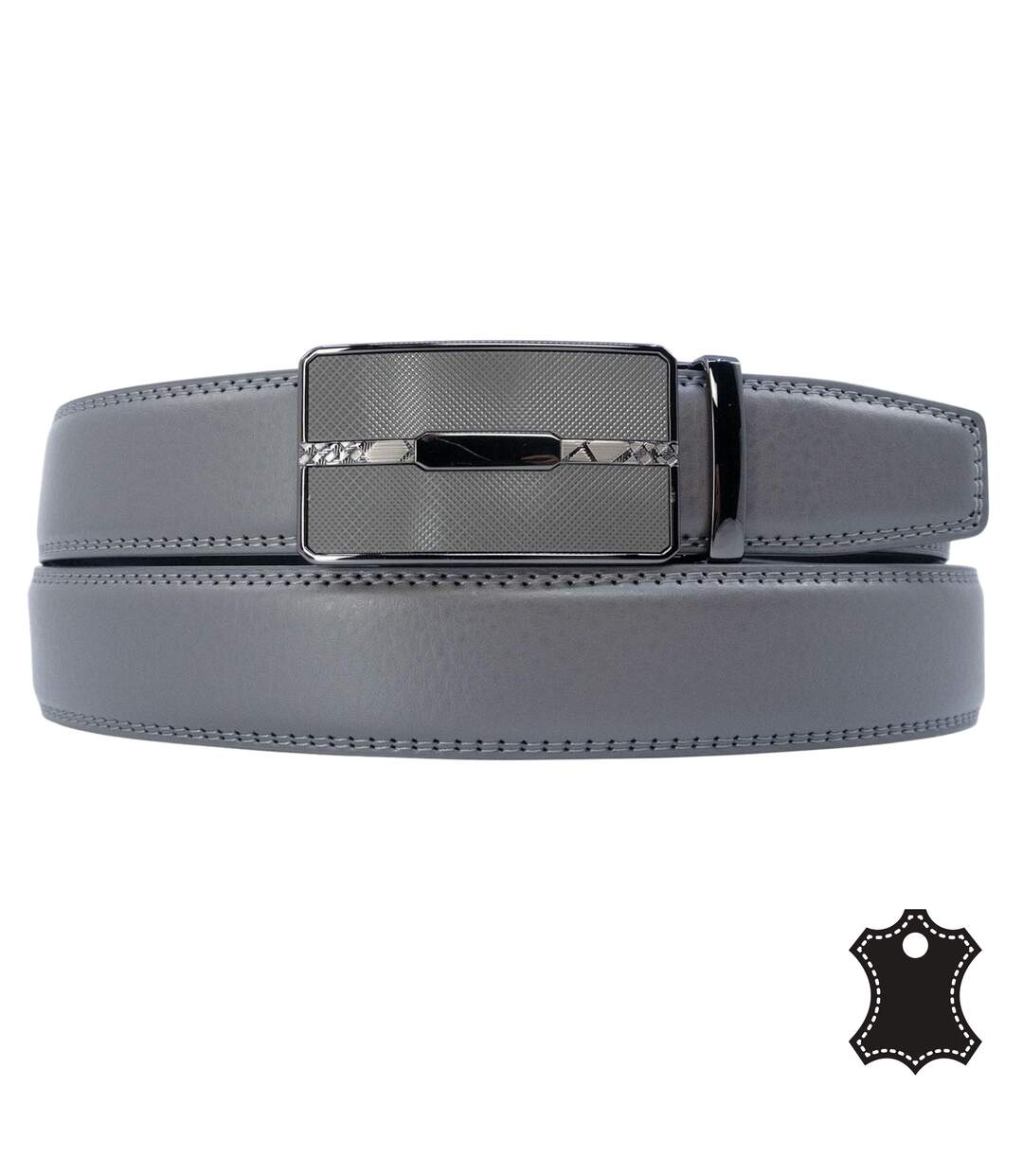 Ceinture Chic en Cuir Gris pour Hommes - Ajustable et Moderne-1