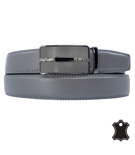 Ceinture Chic en Cuir Gris pour Hommes - Ajustable et Moderne