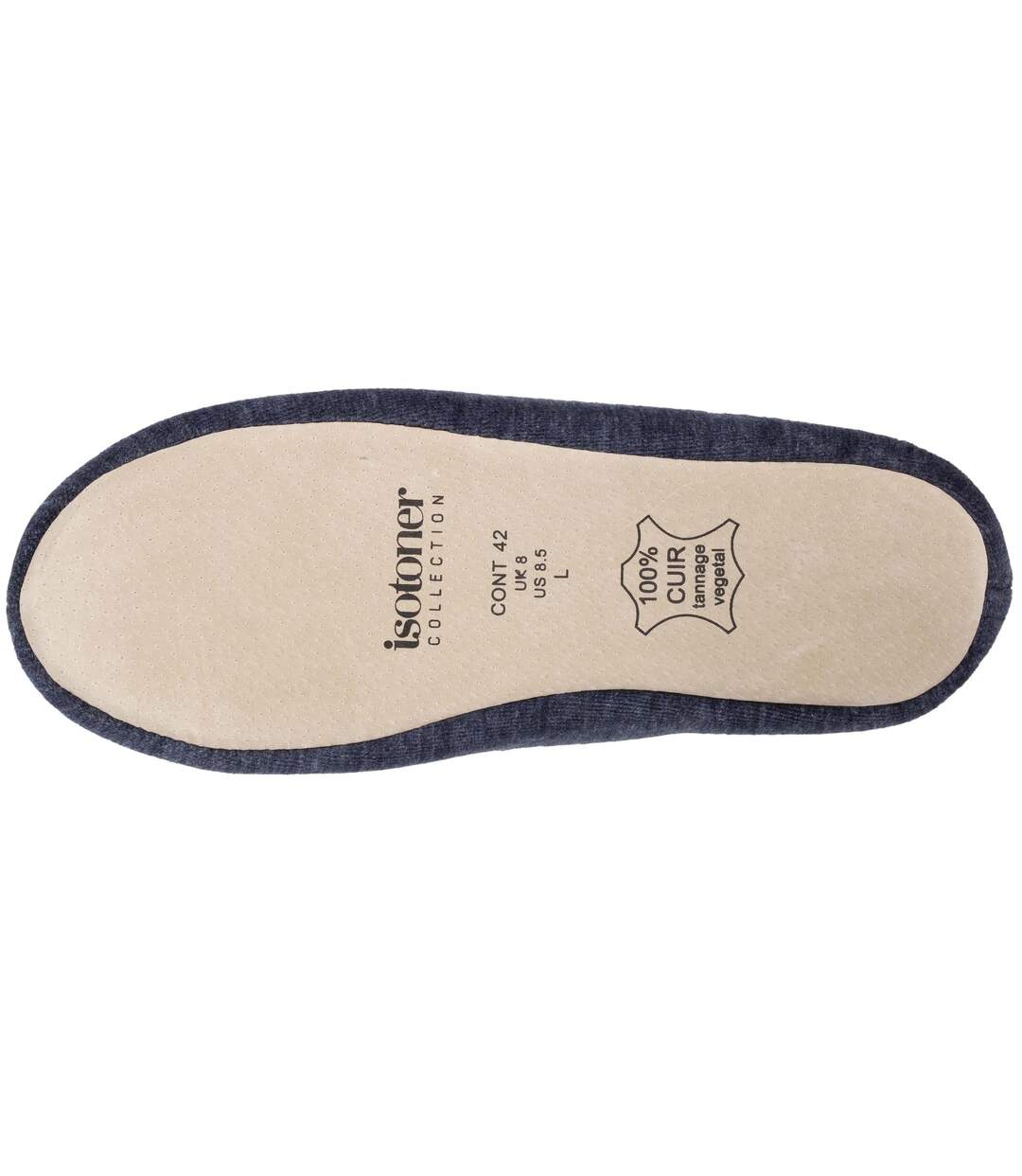 Isotoner Chaussons Mocassins homme ultra confortables et légers, en coton biologique et semelle en cuir