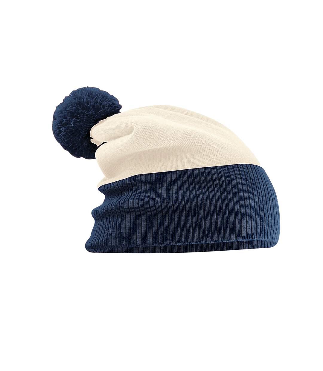 Bonnet Snowstar Adulte Blanc Cassé Bleu Marine Beechfield-2