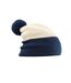 Bonnet Snowstar Adulte Blanc Cassé Bleu Marine Beechfield-2