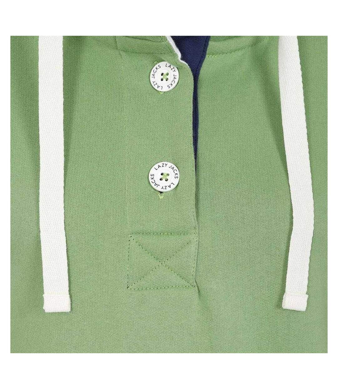 Womens/ladies Button Neck Sweatshirt Grass Green Lazy Jacks-3
