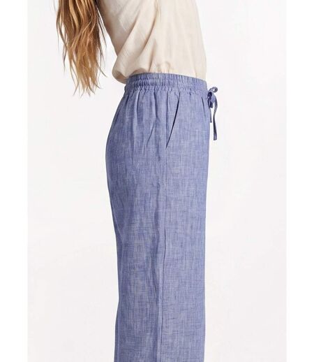 Pantalon large chiné élastiqué avec lin