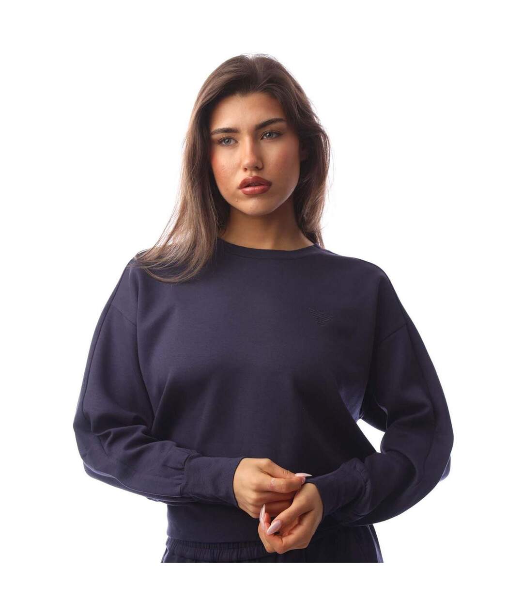 Womens/ladies Relaxed Fit Sweatshirt Blue Emporio Armani-4